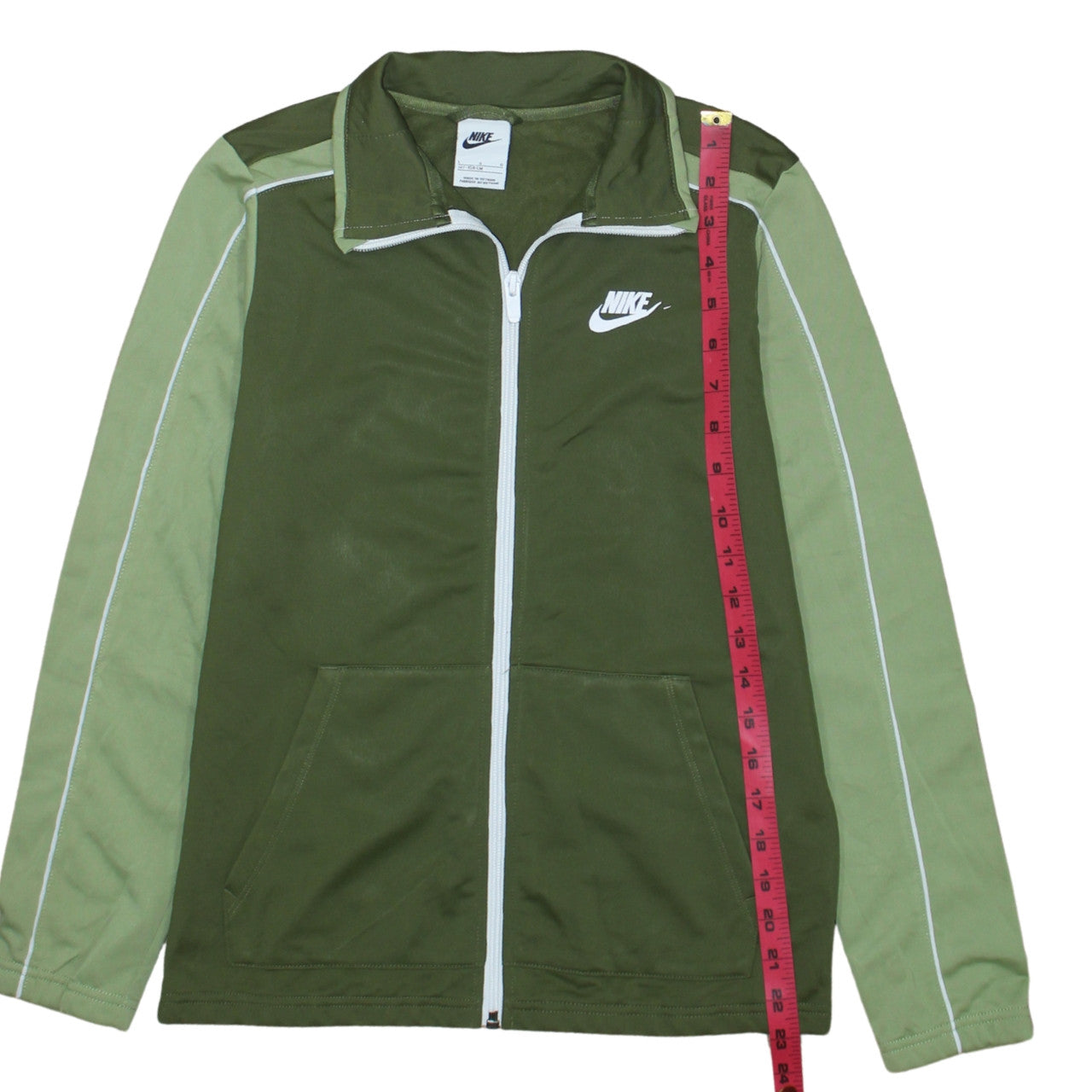 Nike Boys Green Track Jacket Size 13-14 Years Full Zip Activewear