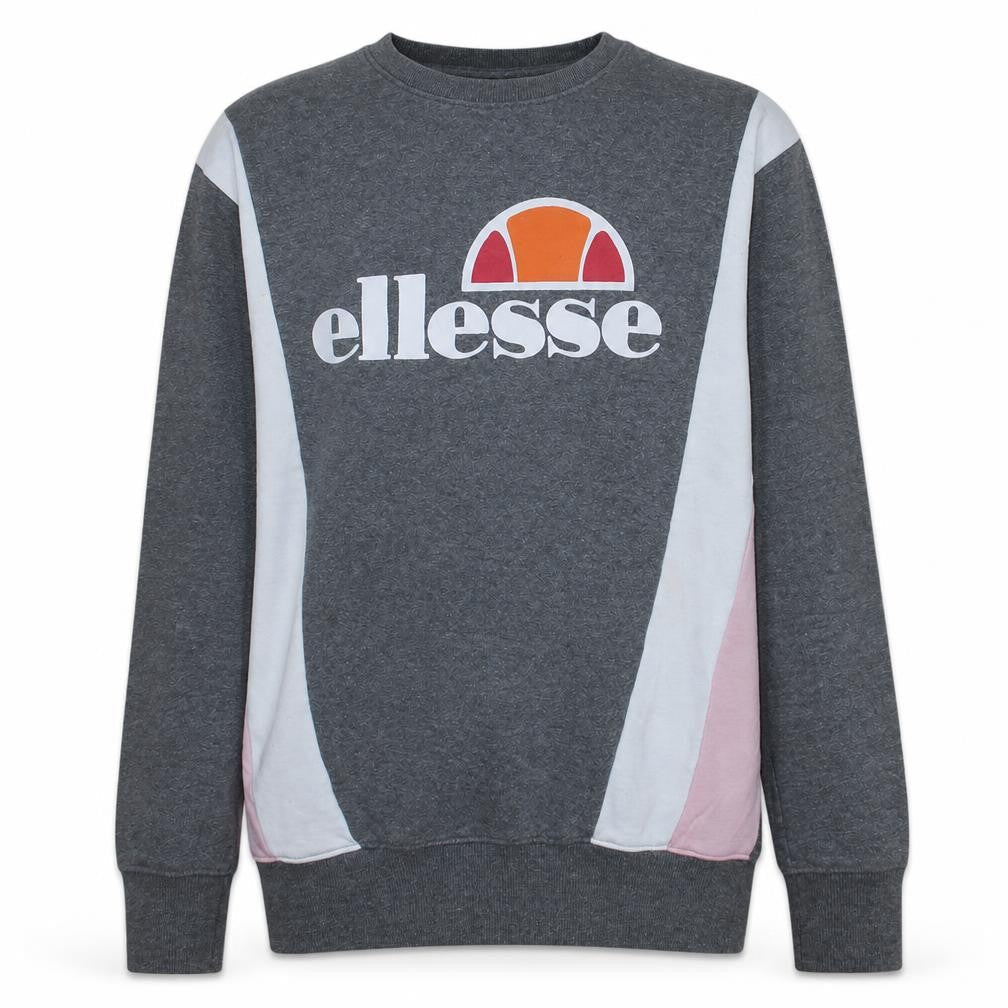 Front view of Ellesse women’s grey colourblock logo sweatshirt uk 12 pullover