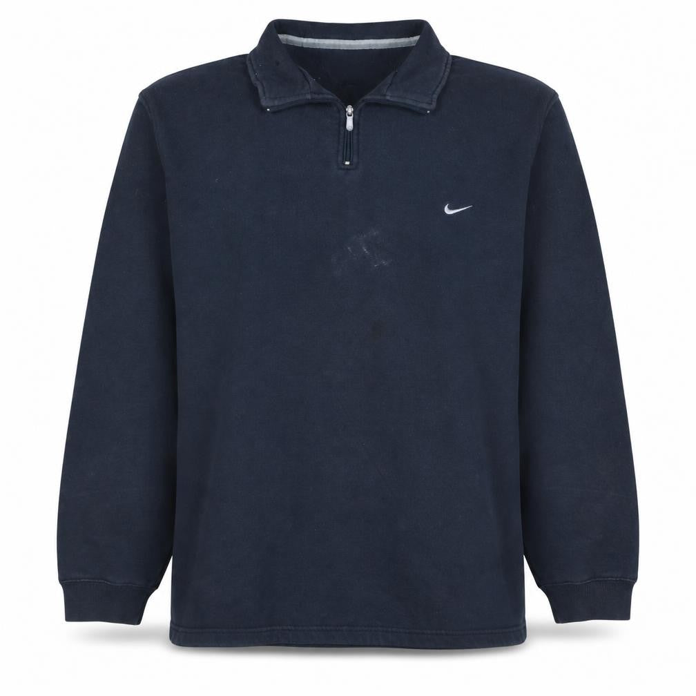 Front view of Nike Men's Blue 1/4 Zip Fleece Sweatshirt, size L