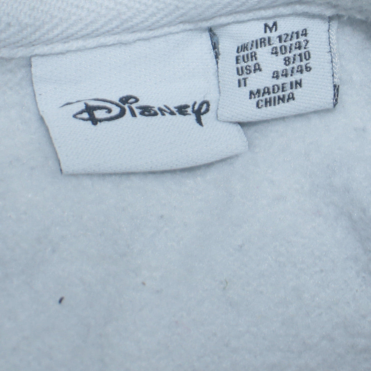 Close-up detail of Disney Women White Mickey Print Sweatshirt UK 12/14 Crew Neck Cotton