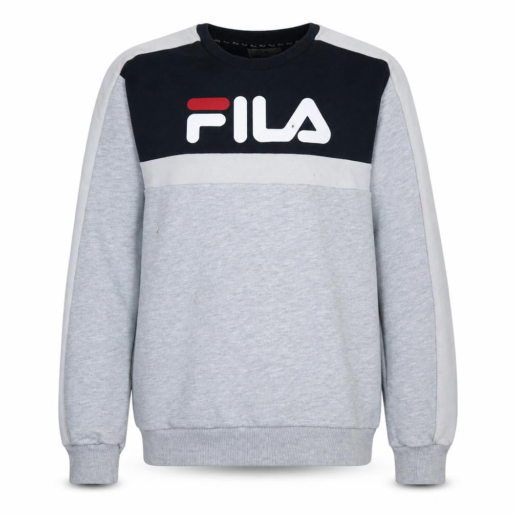 Fila Mens Grey Crew Neck Logo Pullover Sweatshirt XS