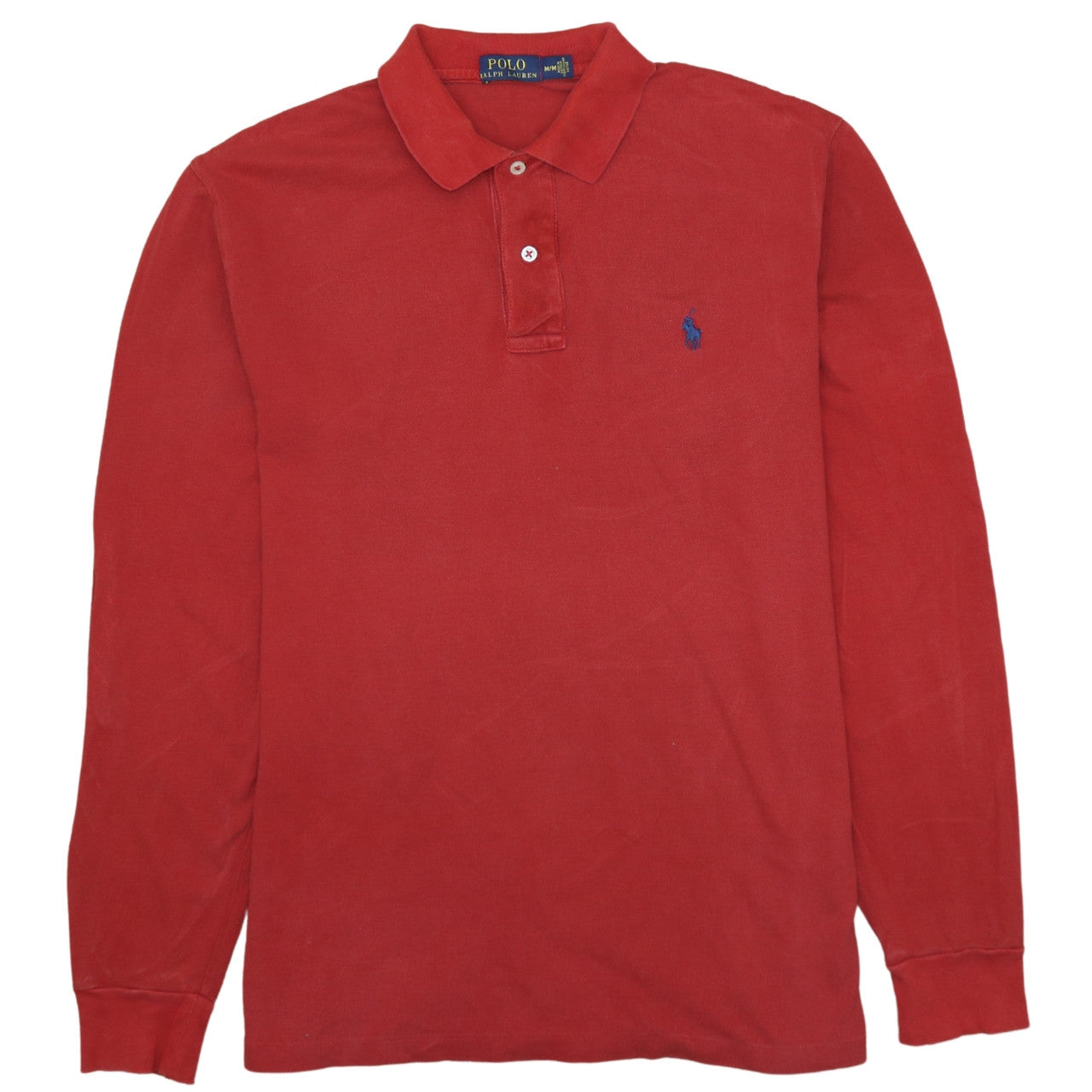 Ralph Lauren Men's Red Long Sleeve Collared Cotton Polo Shirt M