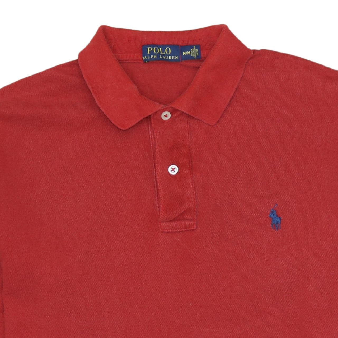 Ralph Lauren Men's Red Long Sleeve Collared Cotton Polo Shirt M