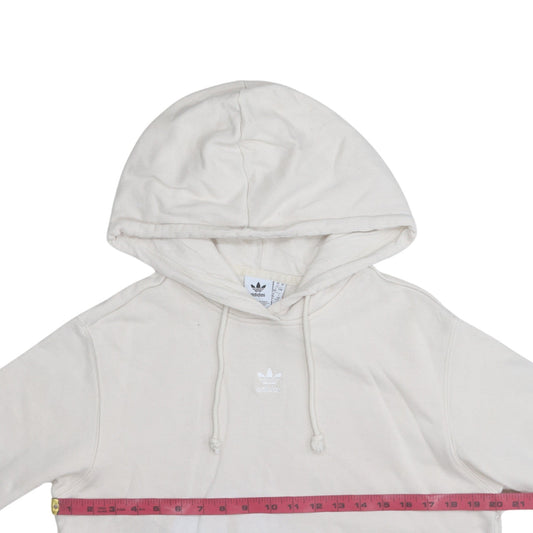 Adidas Women Beige Pullover Hoodie Size 12 Cotton Hooded Sweatshirt