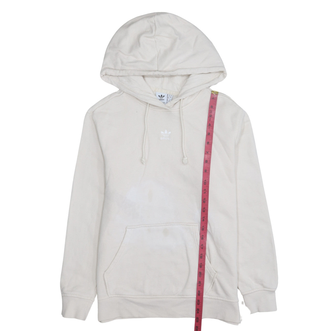 Adidas Women Beige Pullover Hoodie Size 12 Cotton Hooded Sweatshirt