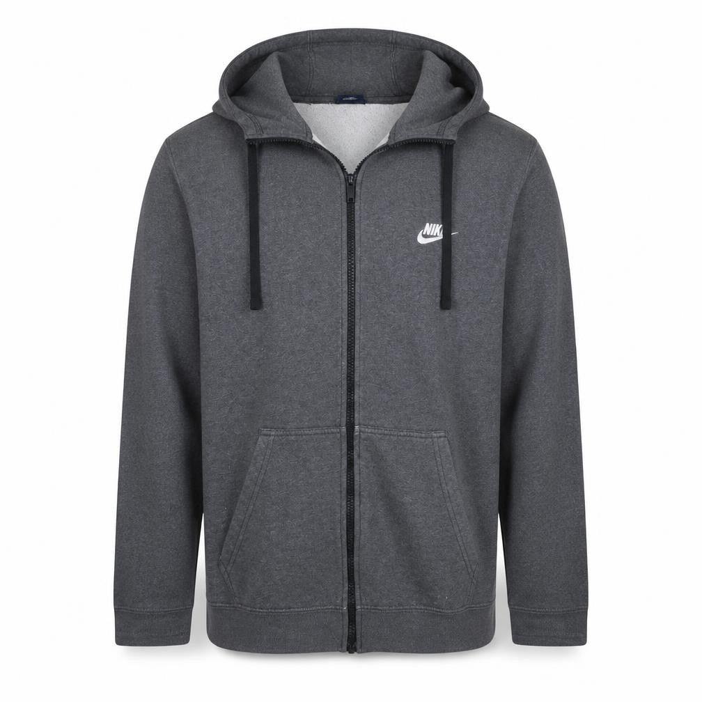 Nike Mens Grey Full Zip Hoodie L Fleece Sweatshirt