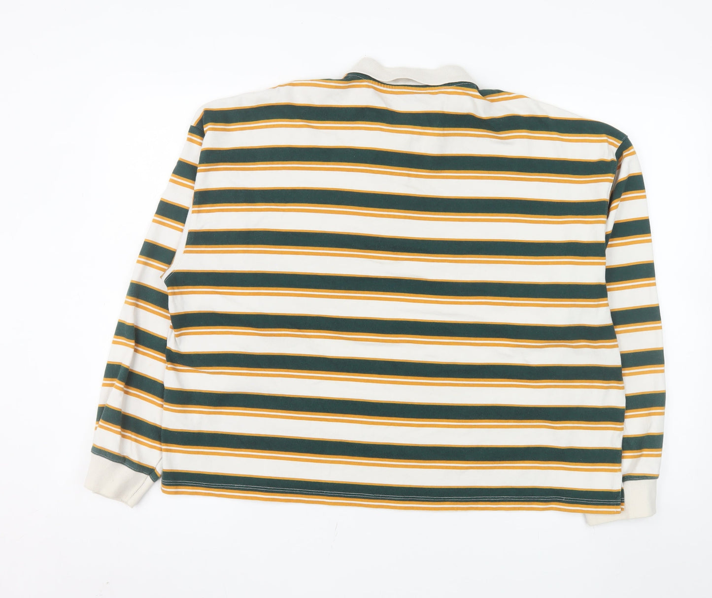 Monki Women’s Multicoloured Striped Collared Long Sleeve Polo Top L