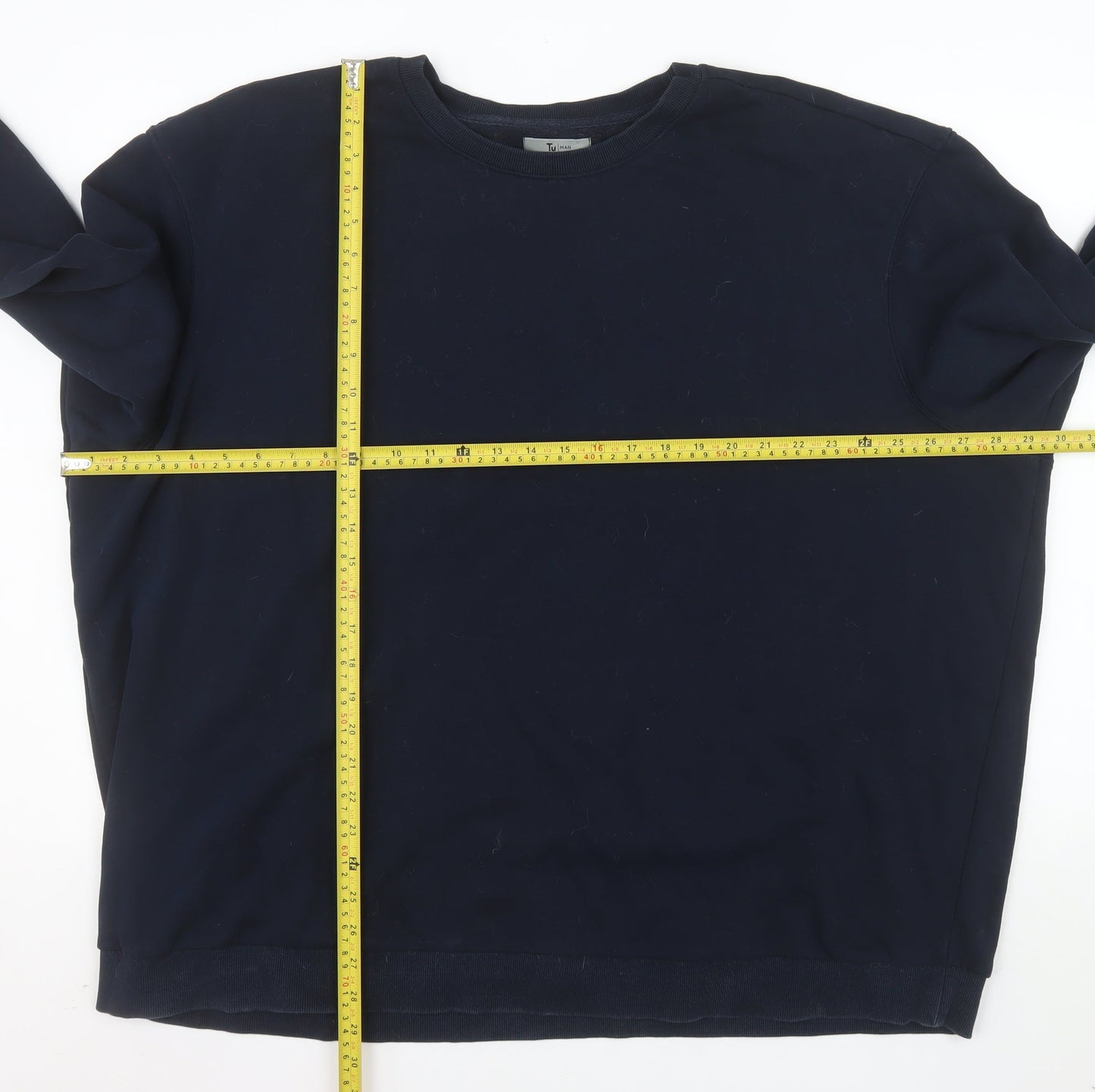 Tu Mens Blue 3XL Pullover Sweatshirt Cotton Blend Crew Neck
