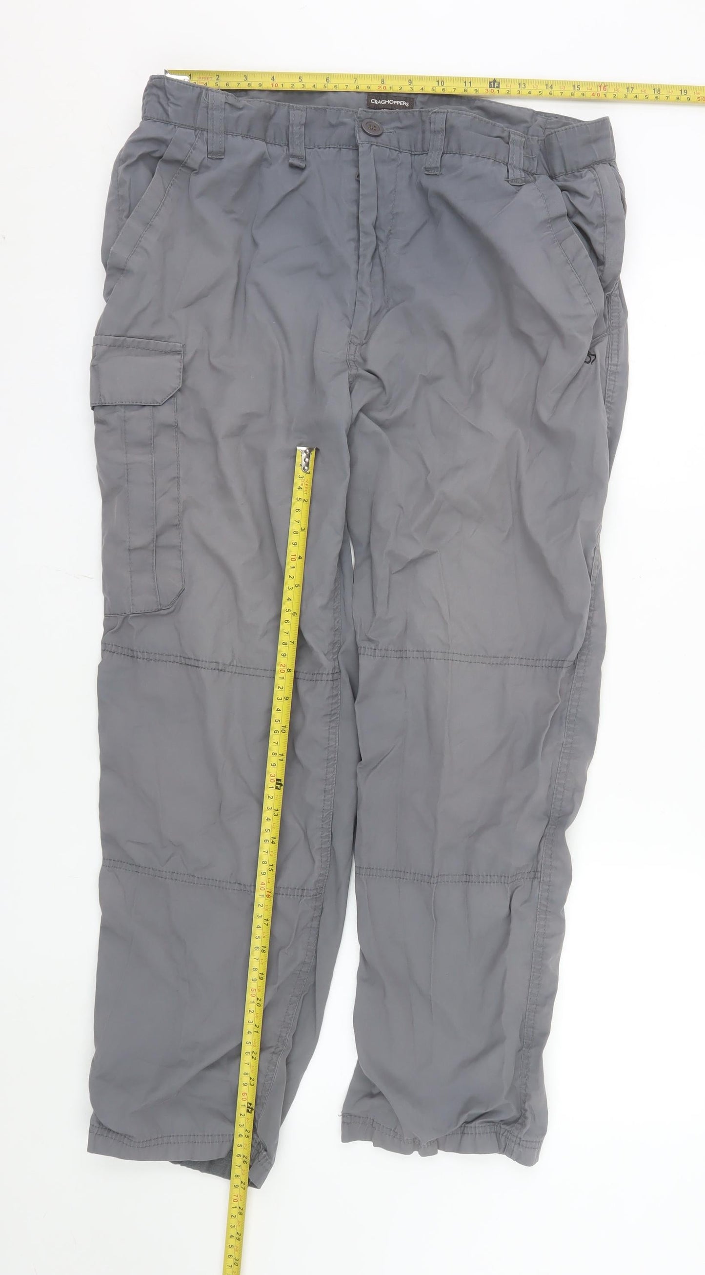 Craghoppers Men's Grey Cargo Trousers S 36in Lightweight Travel Pants