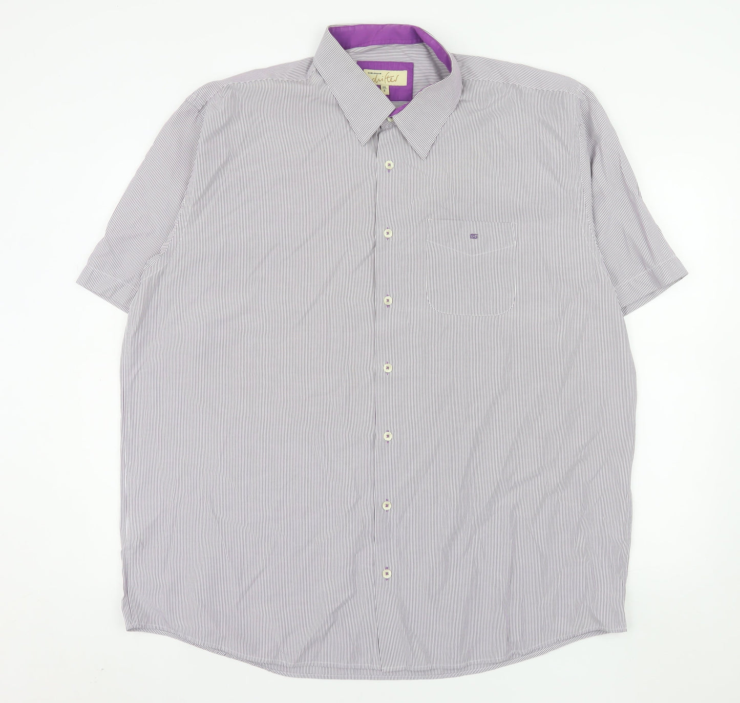 Daniel Grahame Drifter Men's Purple 2XL Striped Short Sleeve Button-Up Shirt