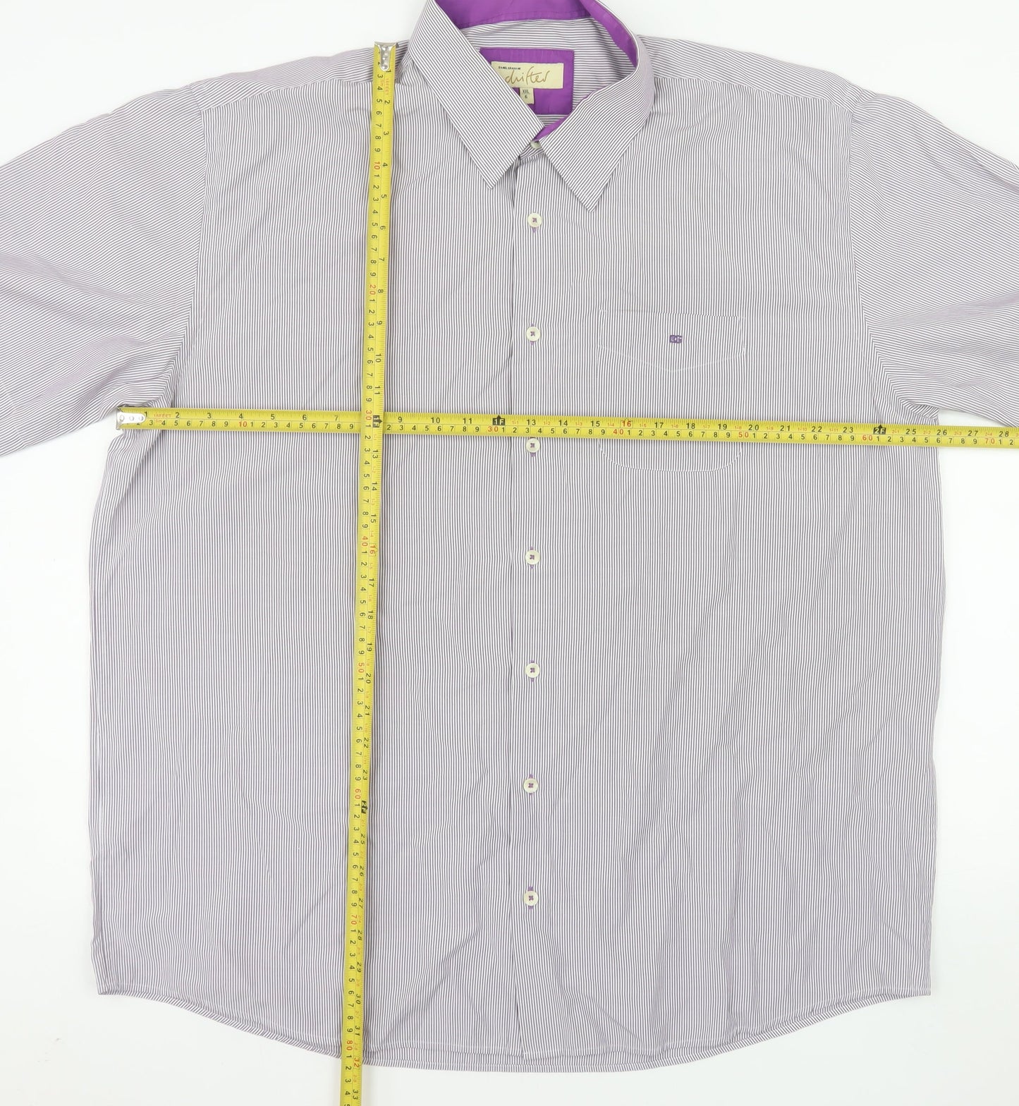 Daniel Grahame Drifter Men's Purple 2XL Striped Short Sleeve Button-Up Shirt