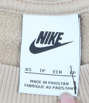 Nike Women Beige XS Pullover Sweatshirt Classic Crew Neck
