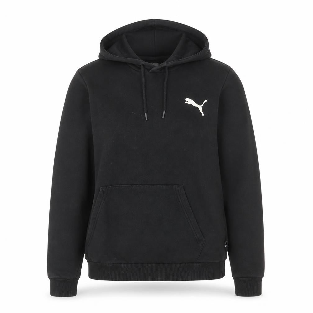 Front view of Puma women’s black small pullover hoodie sweatshirt