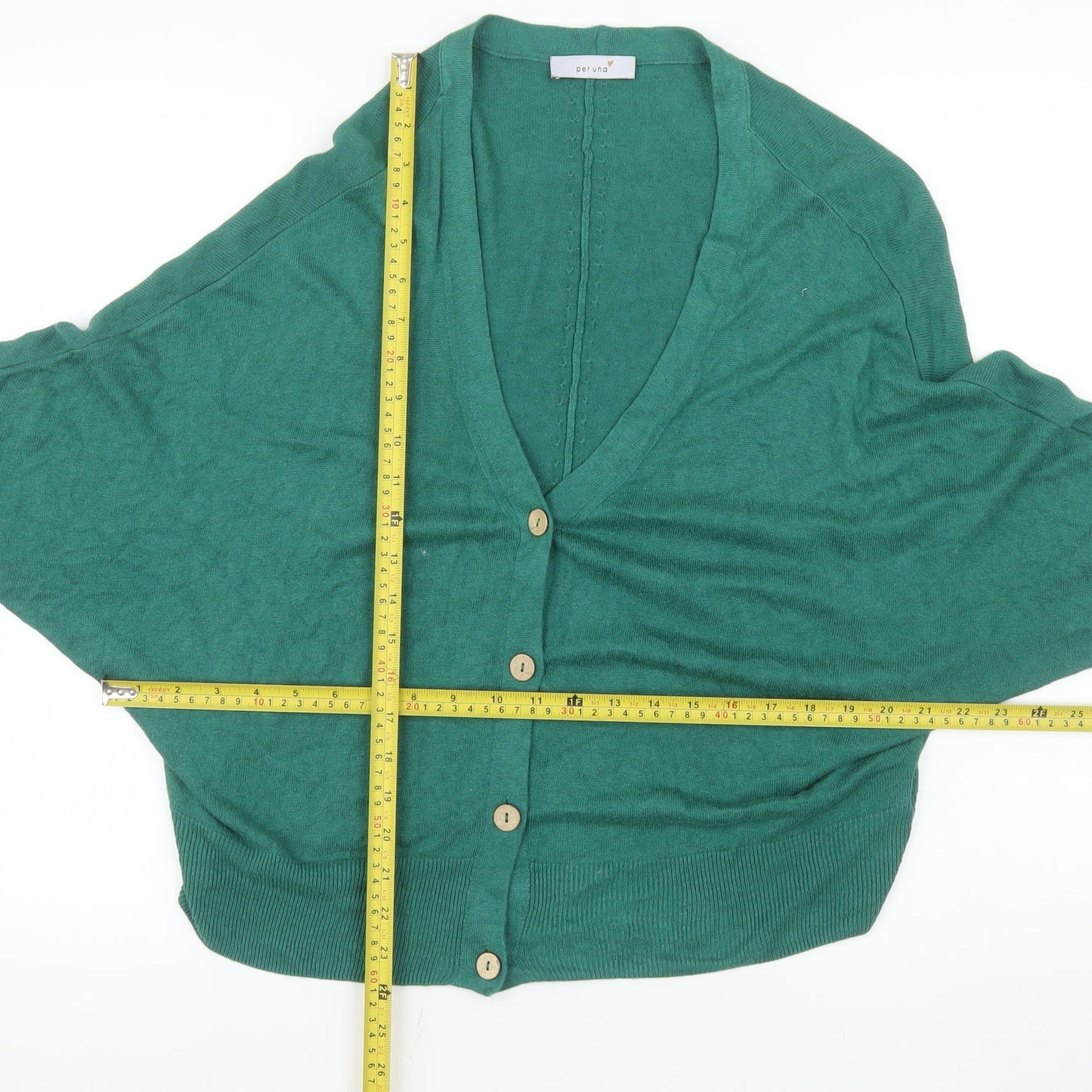 Marks and Spencer Women Green Relaxed Fit V-Neck Button Cardigan Size 16