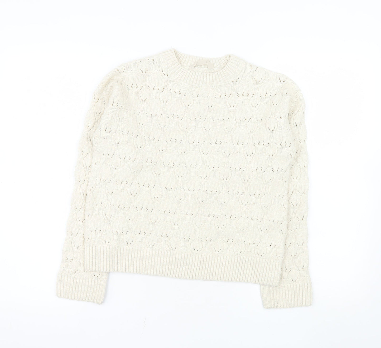 John Lewis Girls Ivory Long Sleeve Pullover Jumper Age 10 Polyester Blend