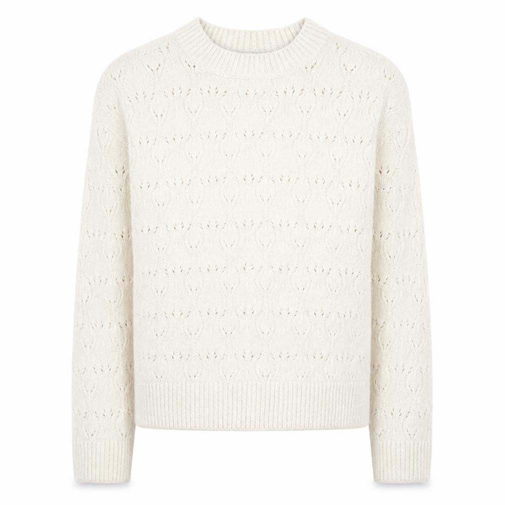 Front view of John Lewis girls’ ivory long sleeve jumper age 10 polyester blend