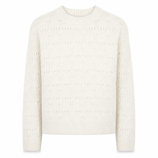 Front view of John Lewis girls’ ivory long sleeve jumper age 10 polyester blend