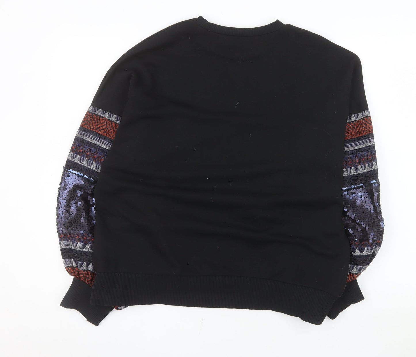 Zara Trafaluc Womens Black Sequin Patterned Pullover Sweatshirt Size S