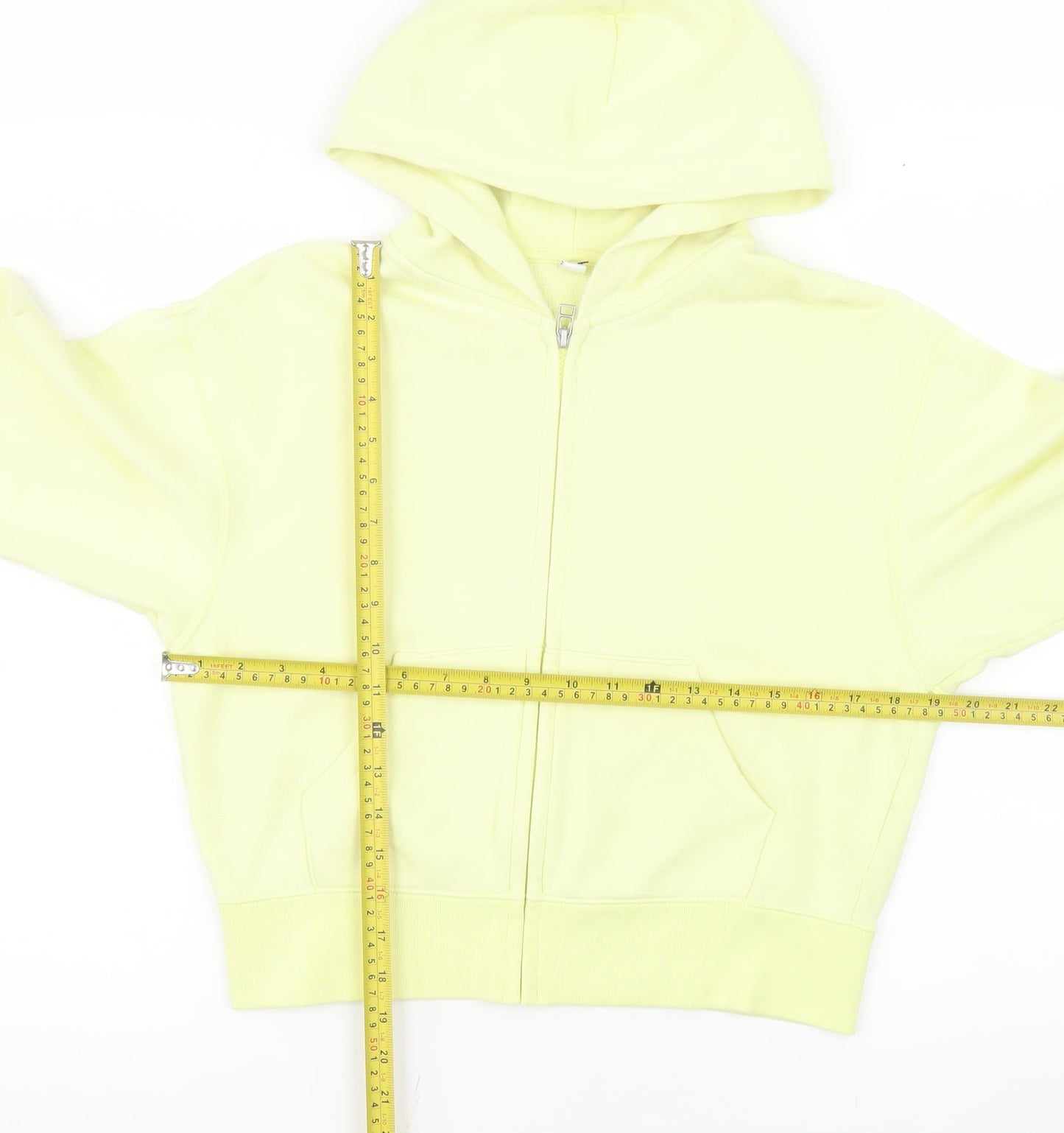 Uniqlo Women Yellow Hooded Full Zip Cotton Jacket M