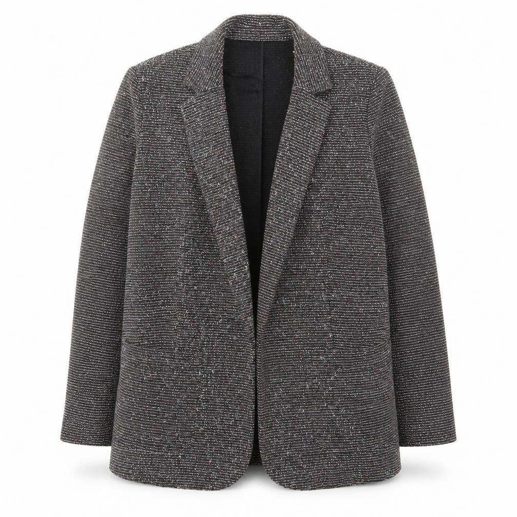 Marks & Spencer Women Black Tweed Long Blazer Jacket Size 16