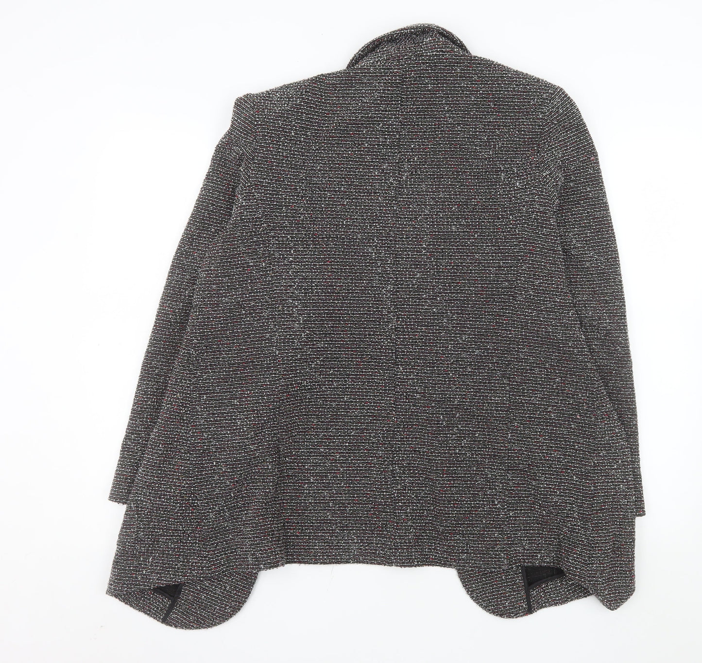 Marks and Spencer Women Black Tweed Long Blazer Jacket Size 16