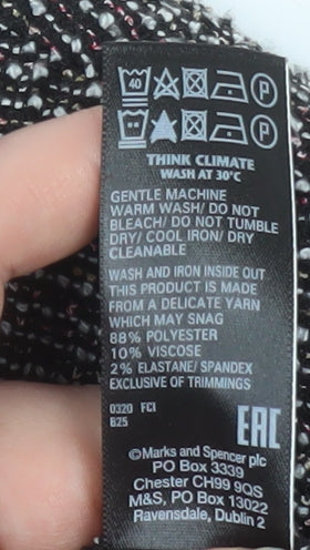 Marks and Spencer Women Black Tweed Long Blazer Jacket Size 16