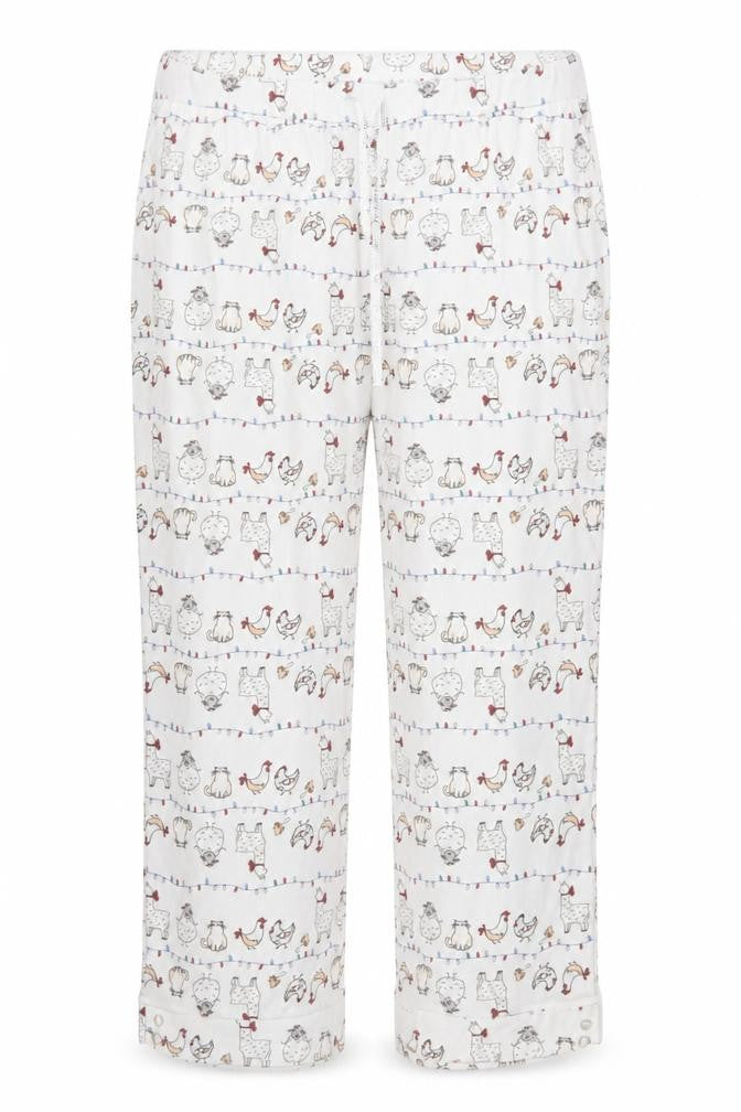 La Vie en Rose Womens White Animal Print Cotton Pyjama Pants 2XL