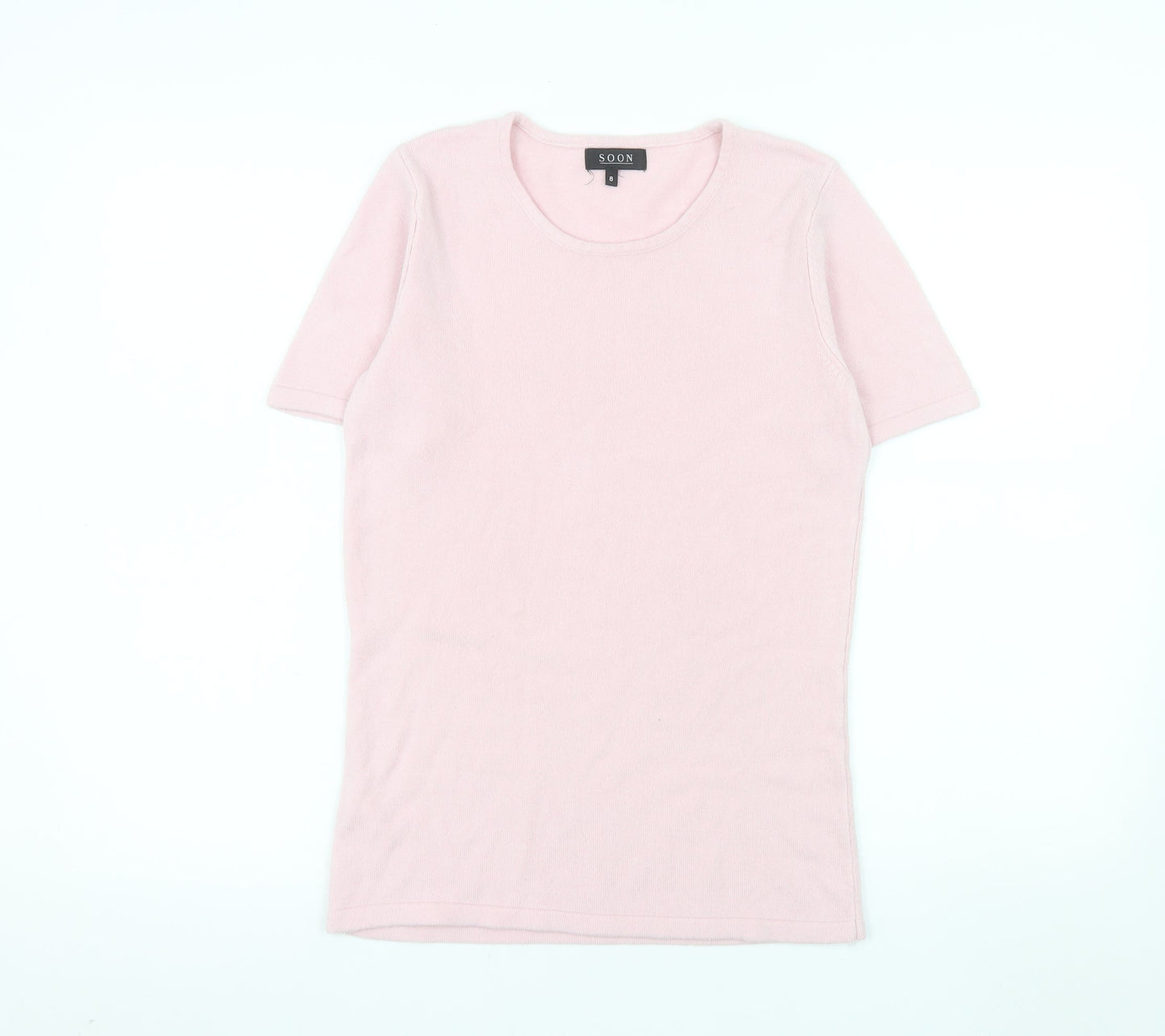 Soon Women's Pink Short Sleeve Acrylic Knit T-Shirt Size 8