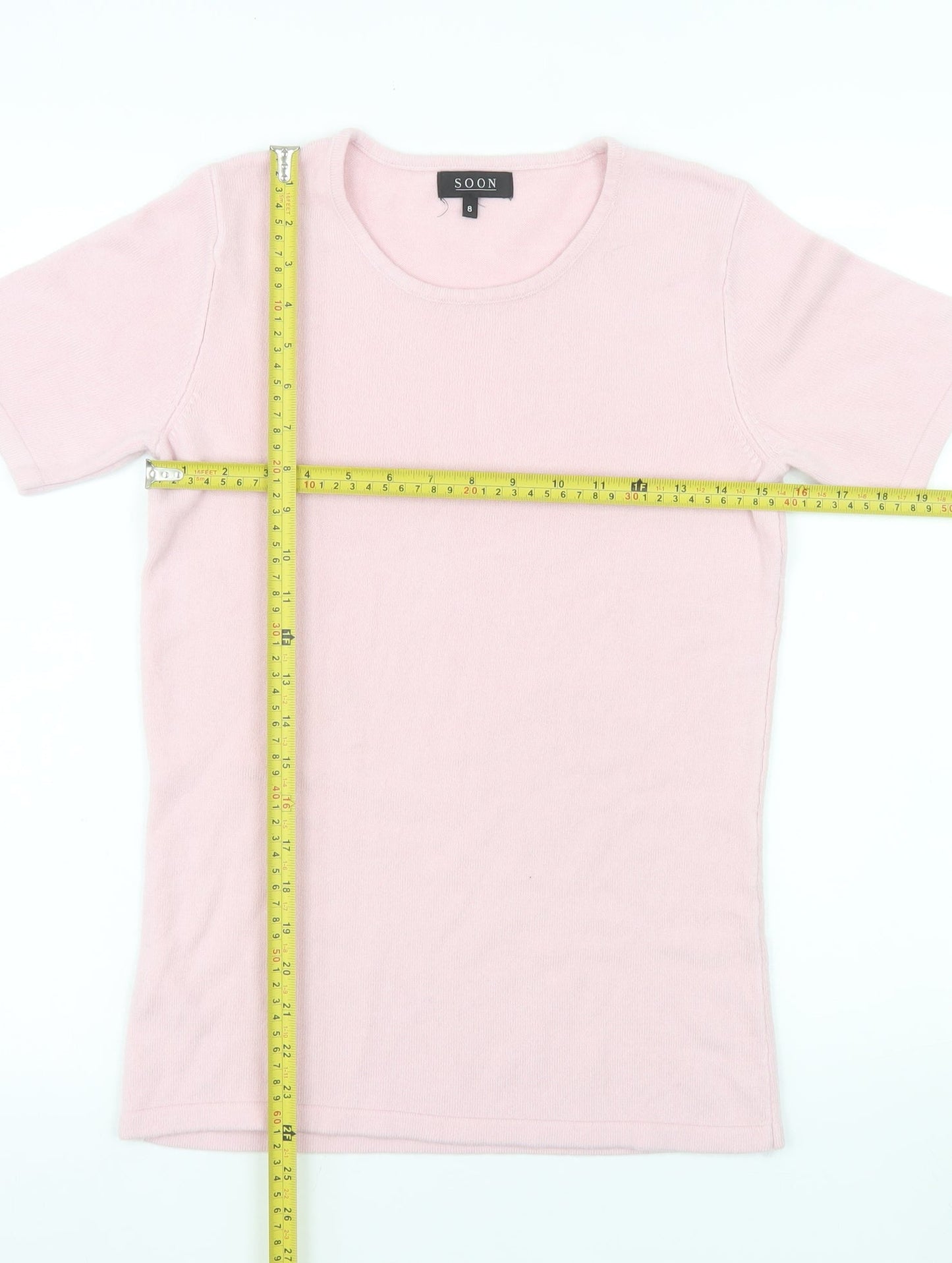 Soon Women's Pink Short Sleeve Acrylic Knit T-Shirt Size 8