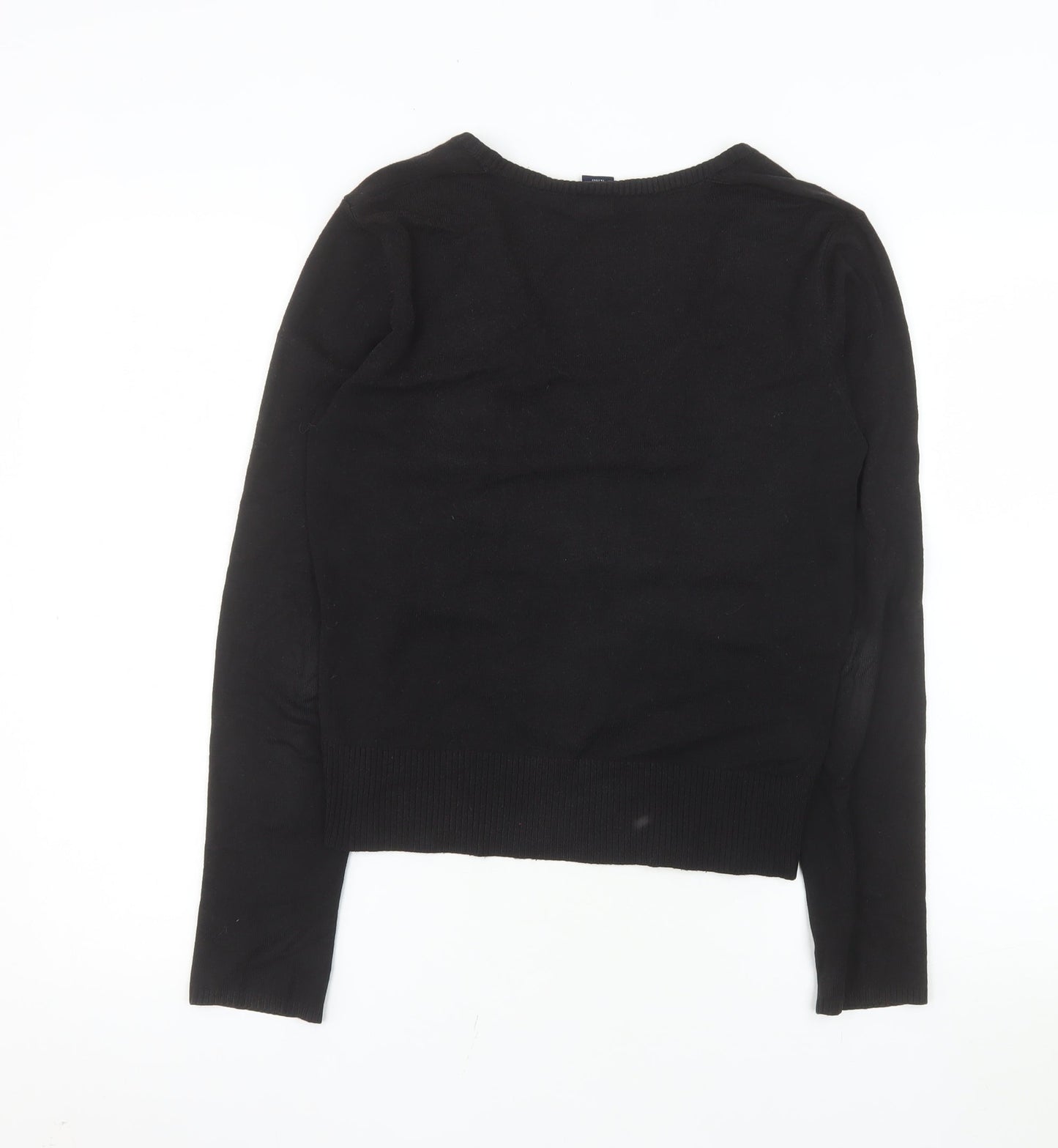 GAP Women Black V-Neck Stretch Cotton Blend Cardigan Size M