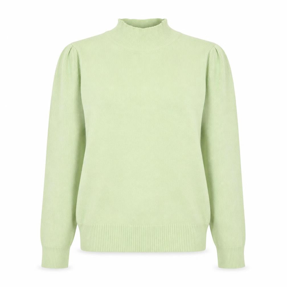 Front view of LUC-CE Women Green Mock Neck Long Sleeve jumper M