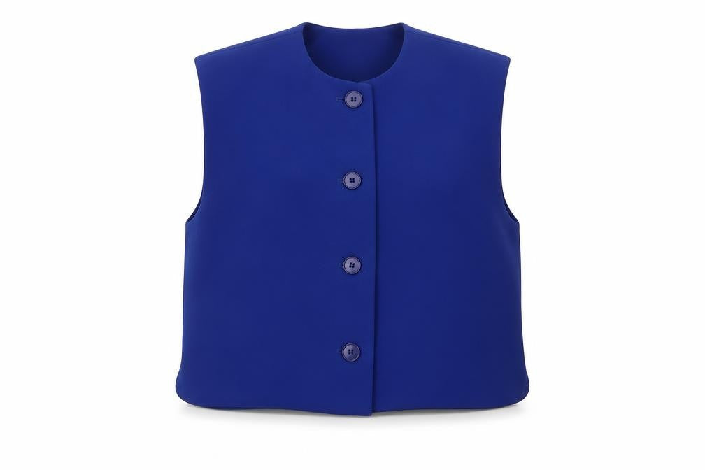 Zara Women Blue Sleeveless Single-Breasted Waistcoat Size 8