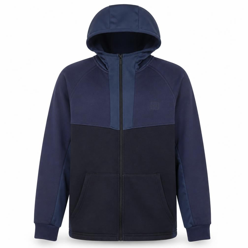 Front view of Matalan Men’s Blue Full Zip Hooded Fleece Jacket, size L