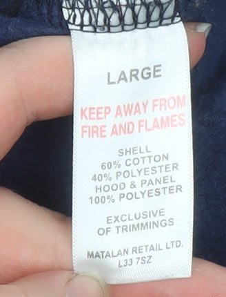 Matalan Men’s Blue Full Zip Hooded Fleece Jacket Size L