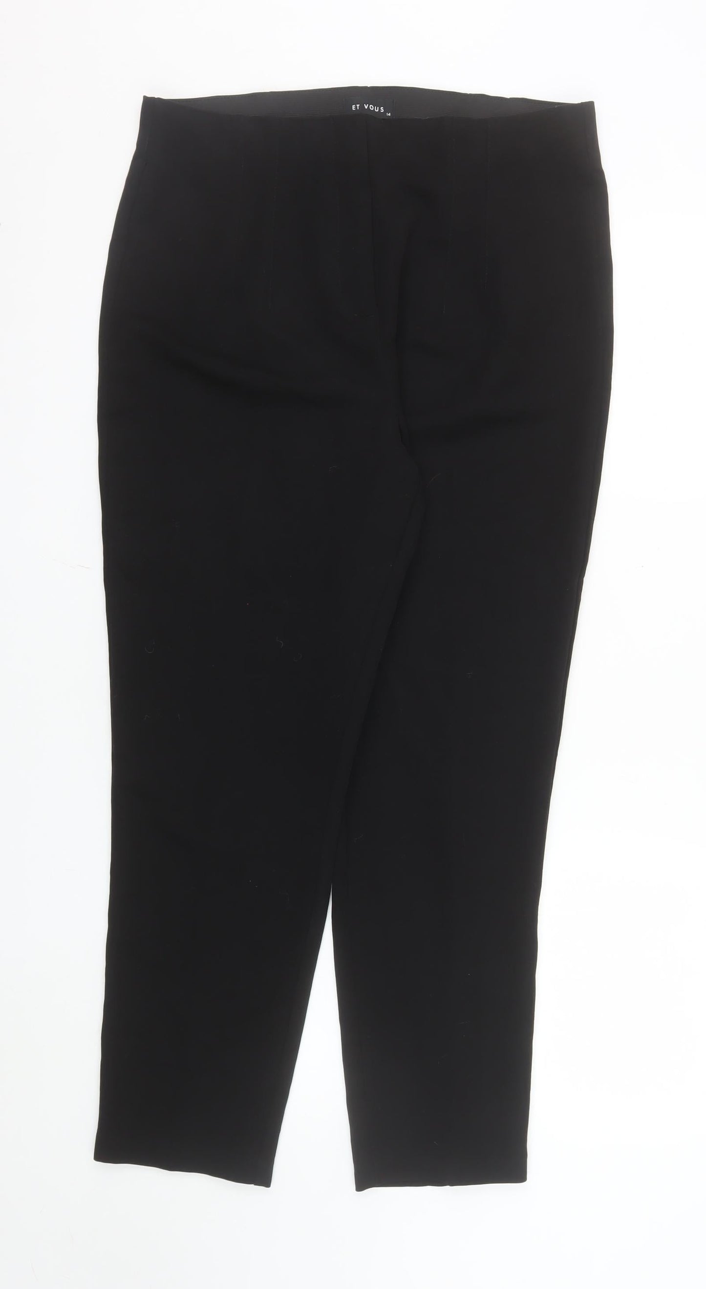 Et Vous Women's Black Size 14 Long Straight Stretch Trousers