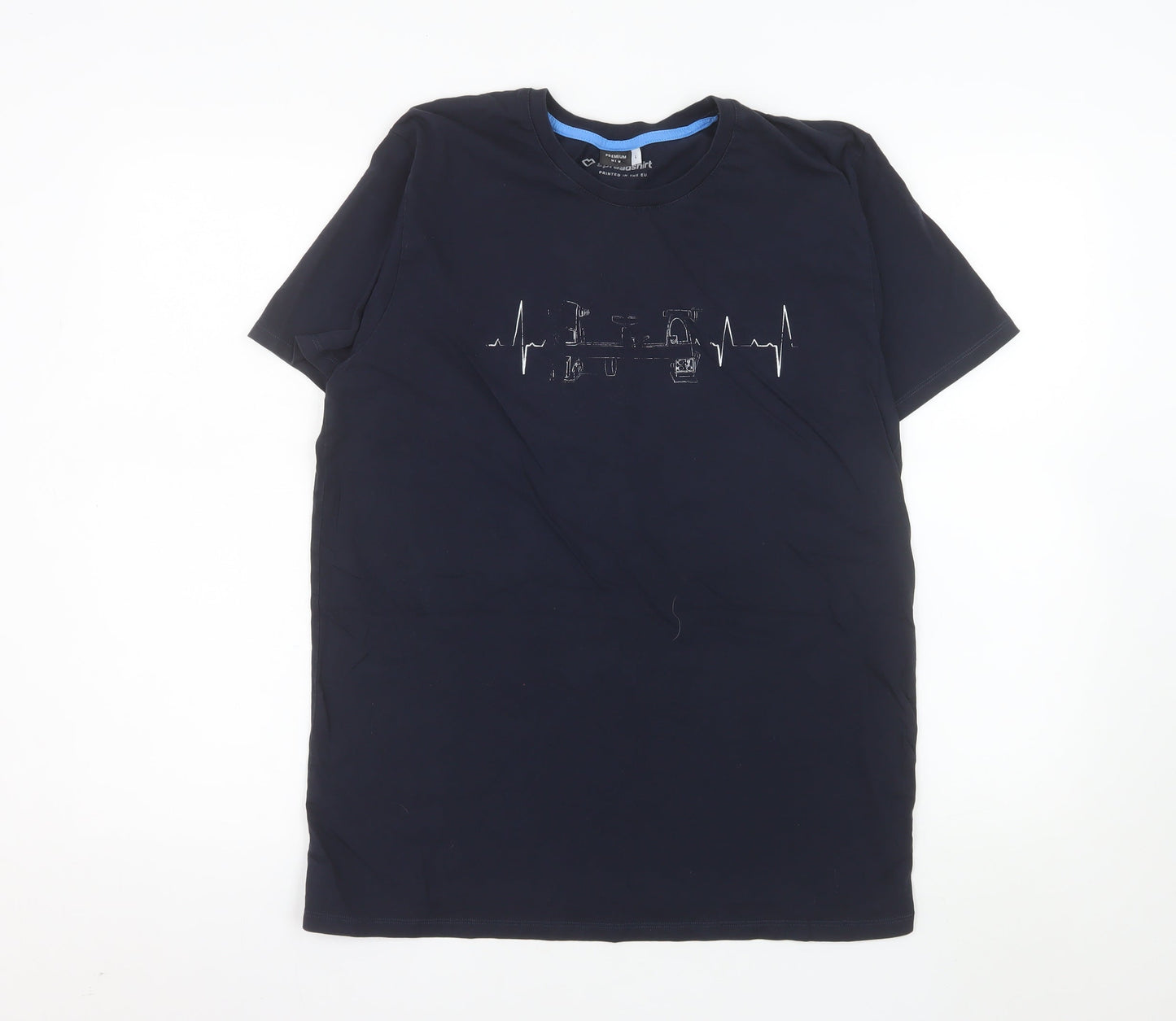 Spreadshirt Premium Men's Navy Graphic Print Cotton T-Shirt L