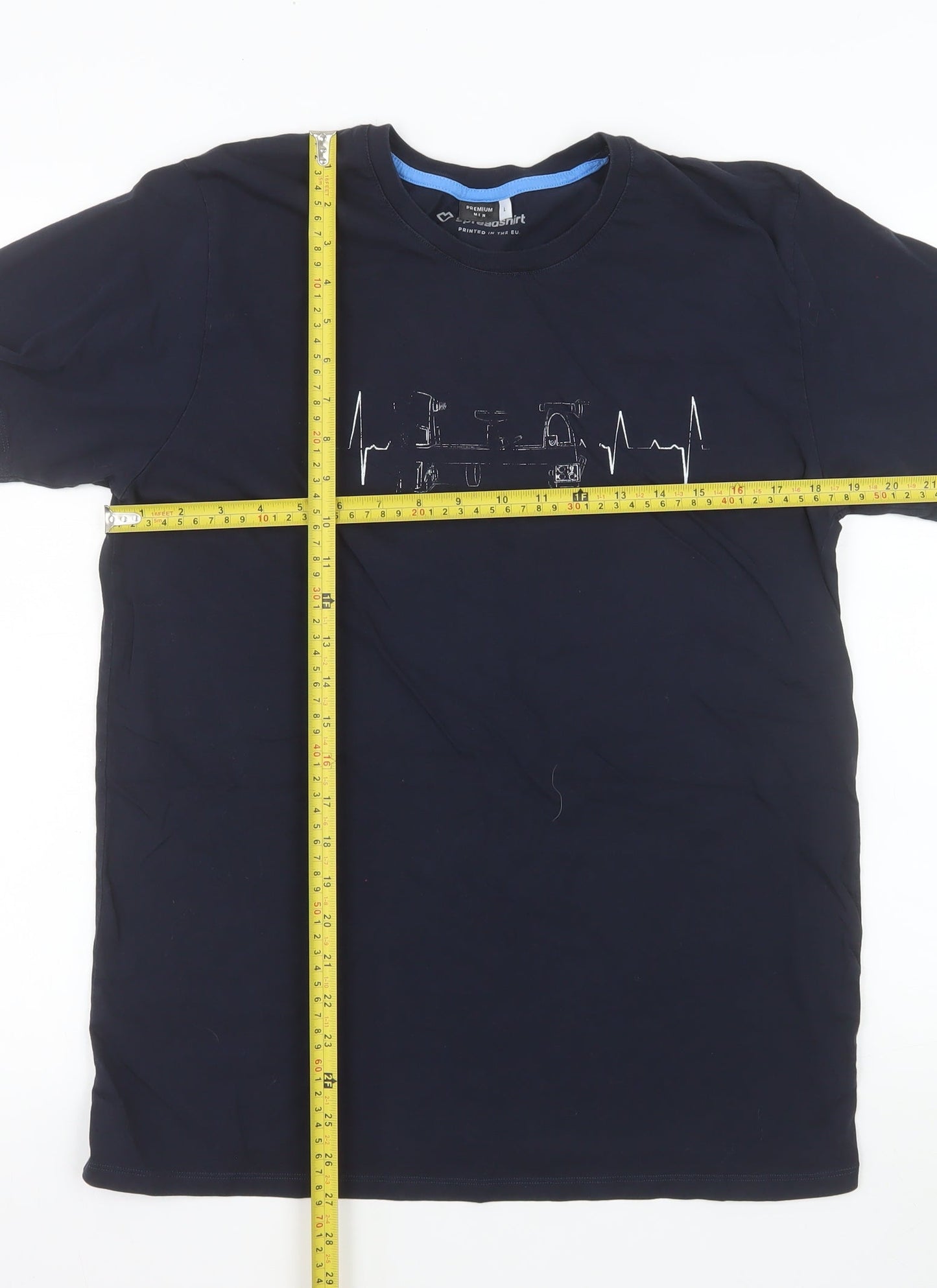 Spreadshirt Premium Men's Navy Graphic Print Cotton T-Shirt L