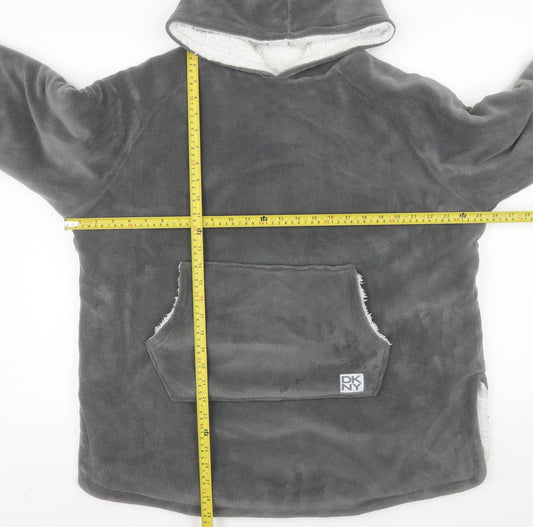 DKNY Boys Grey Fleece Hooded Lounge Nightshirt Size 7-12 Years