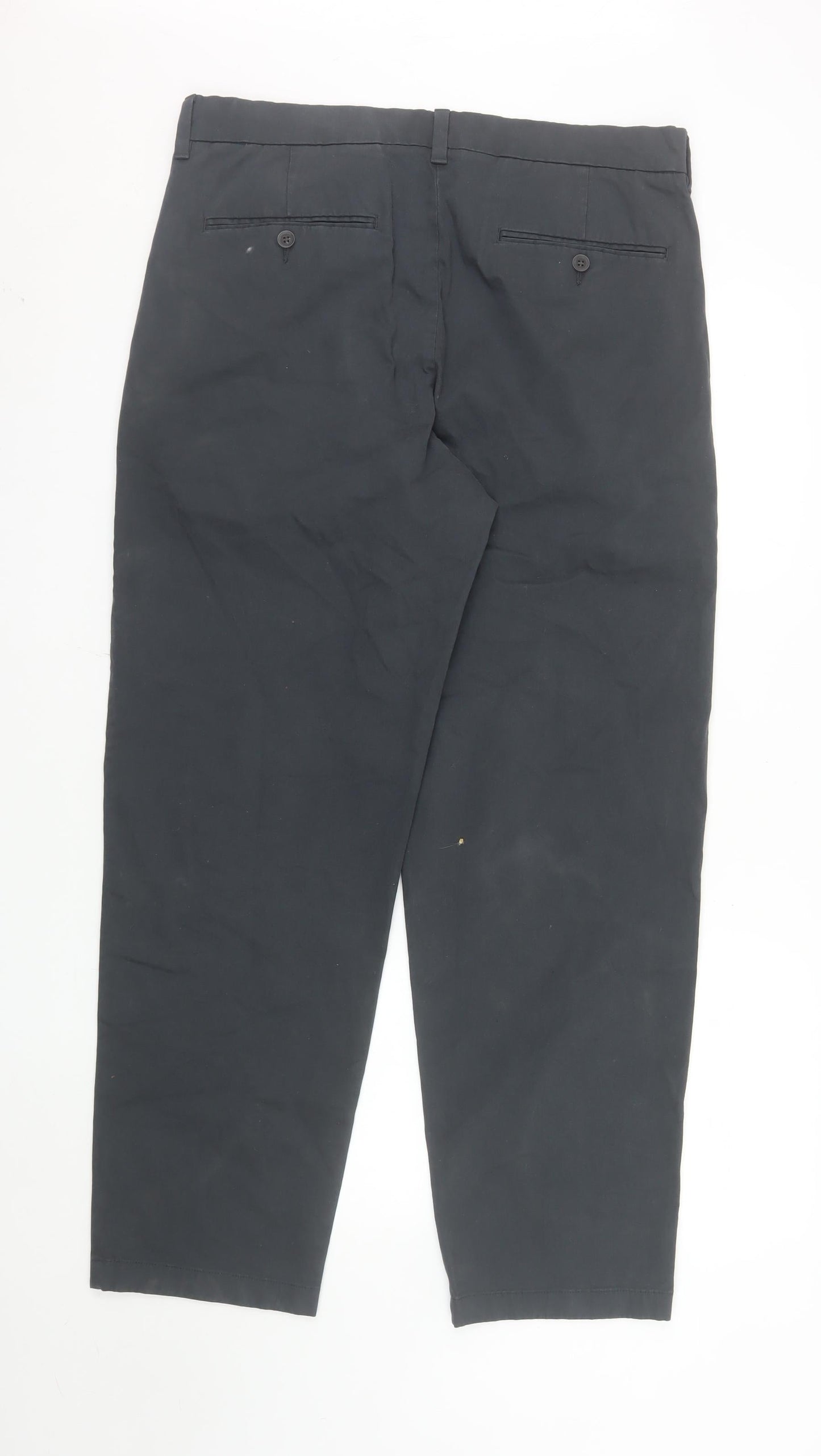 Marks and Spencer Men's Black Chino Trousers 34x33 Regular Fit