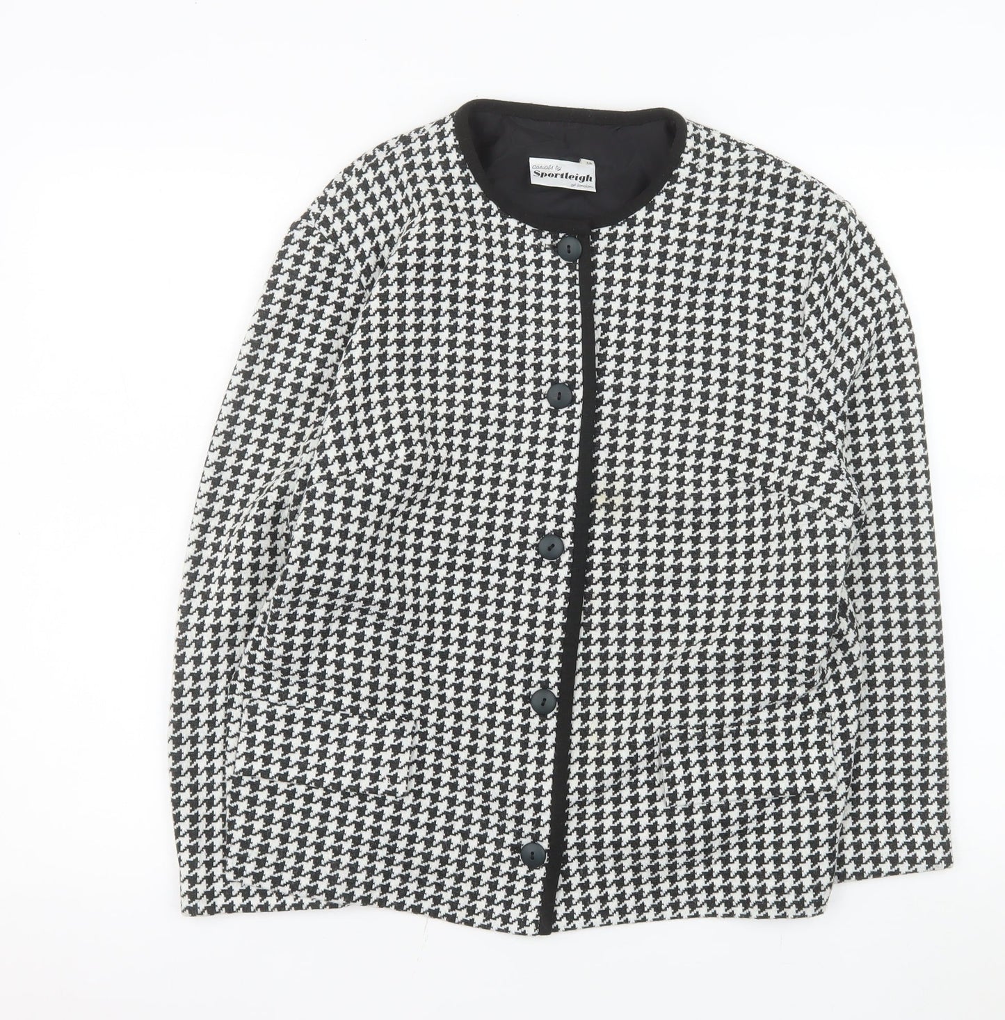 Sportleigh of London Womens Black White Houndstooth Suit Jacket Size 14