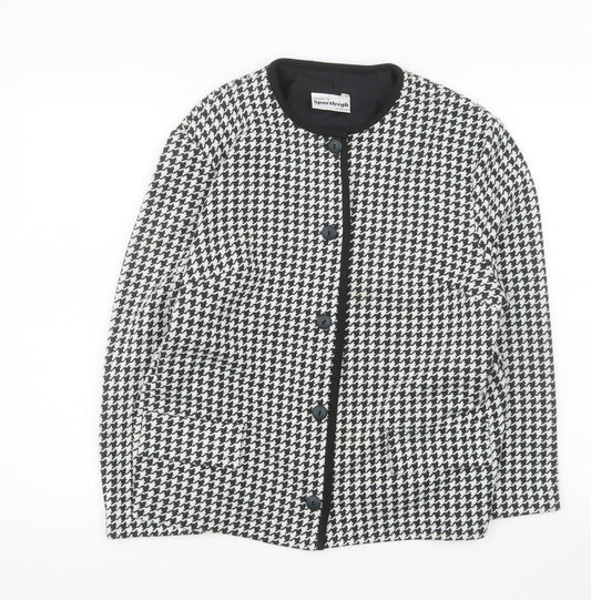 Sportleigh of London Womens Black White Houndstooth Suit Jacket Size 14