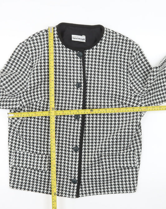 Sportleigh of London Womens Black White Houndstooth Suit Jacket Size 14