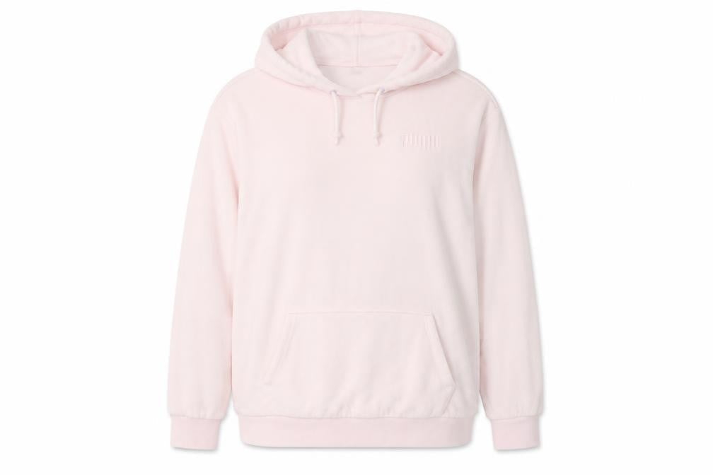 Puma Women Pink Hoodie Size 12 Cotton Blend Pullover Sweatshirt
