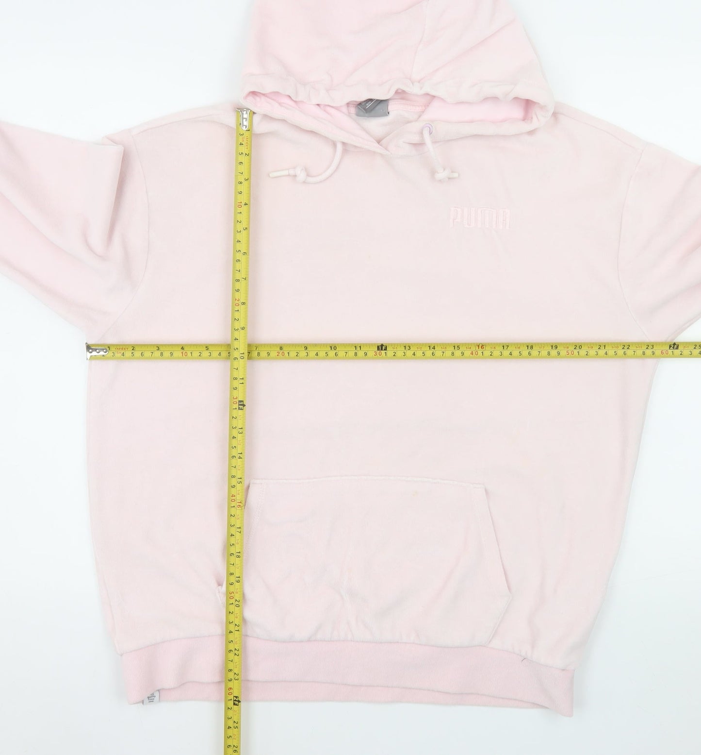Puma Women Pink Hoodie Size 12 Cotton Blend Pullover Sweatshirt