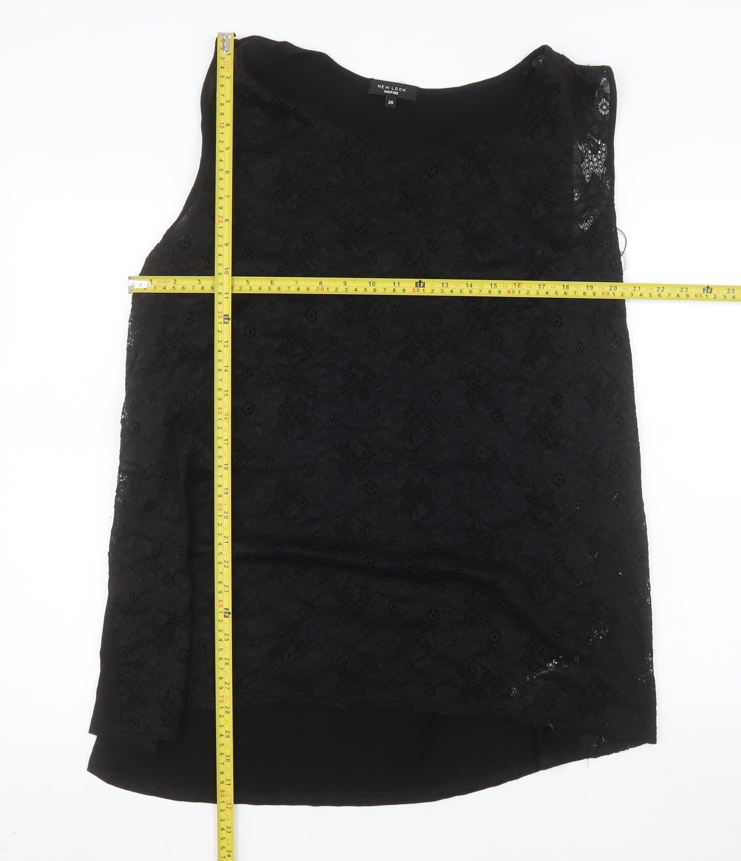 New Look Inspire Women's Black Lace Sleeveless Camisole Blouse Plus Size 26