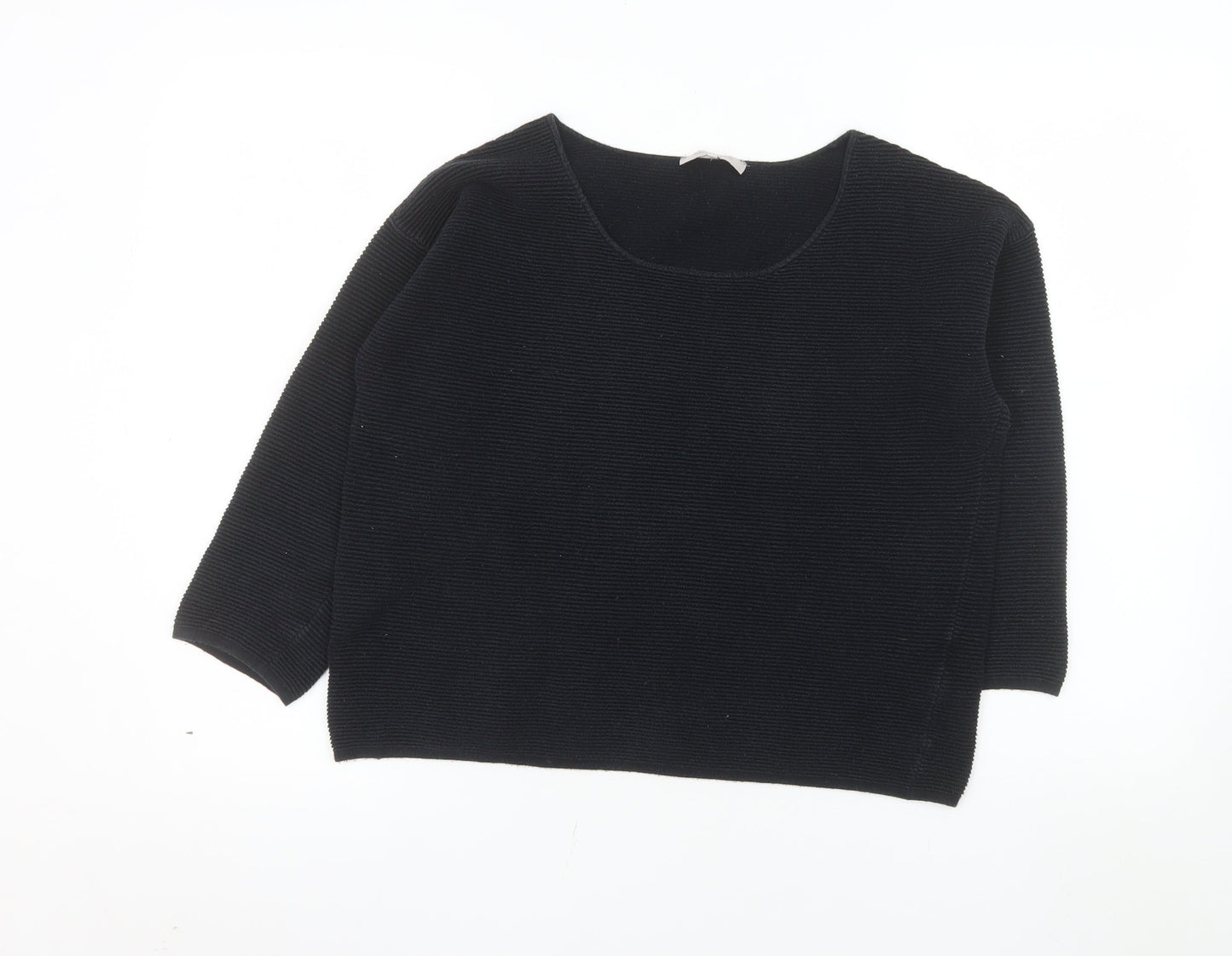Great Plains Women’s Black Knit Cotton Blend 3/4 Sleeve Top S