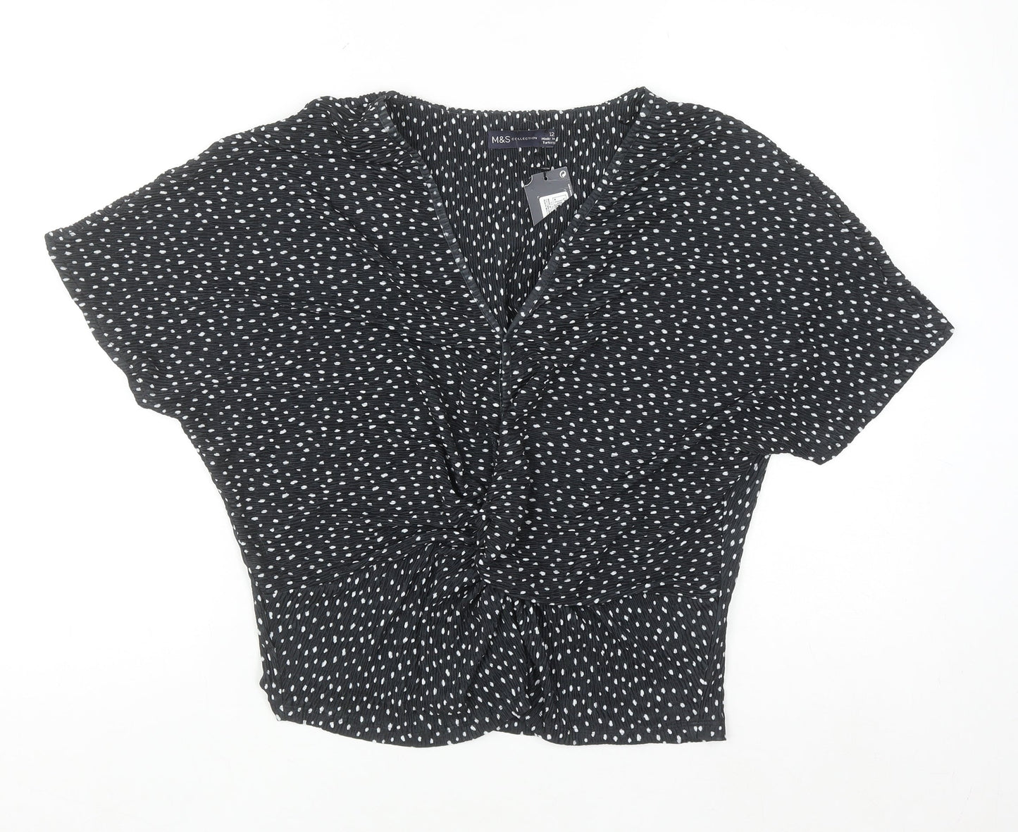 Marks and Spencer Womens Black Polka Dot Tunic Blouse Size 12