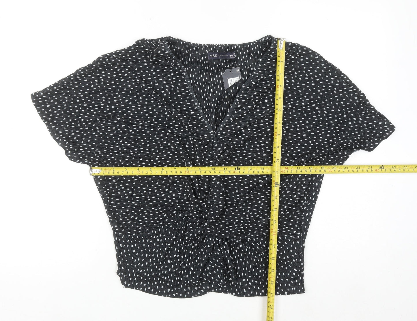 Marks and Spencer Womens Black Polka Dot Tunic Blouse Size 12