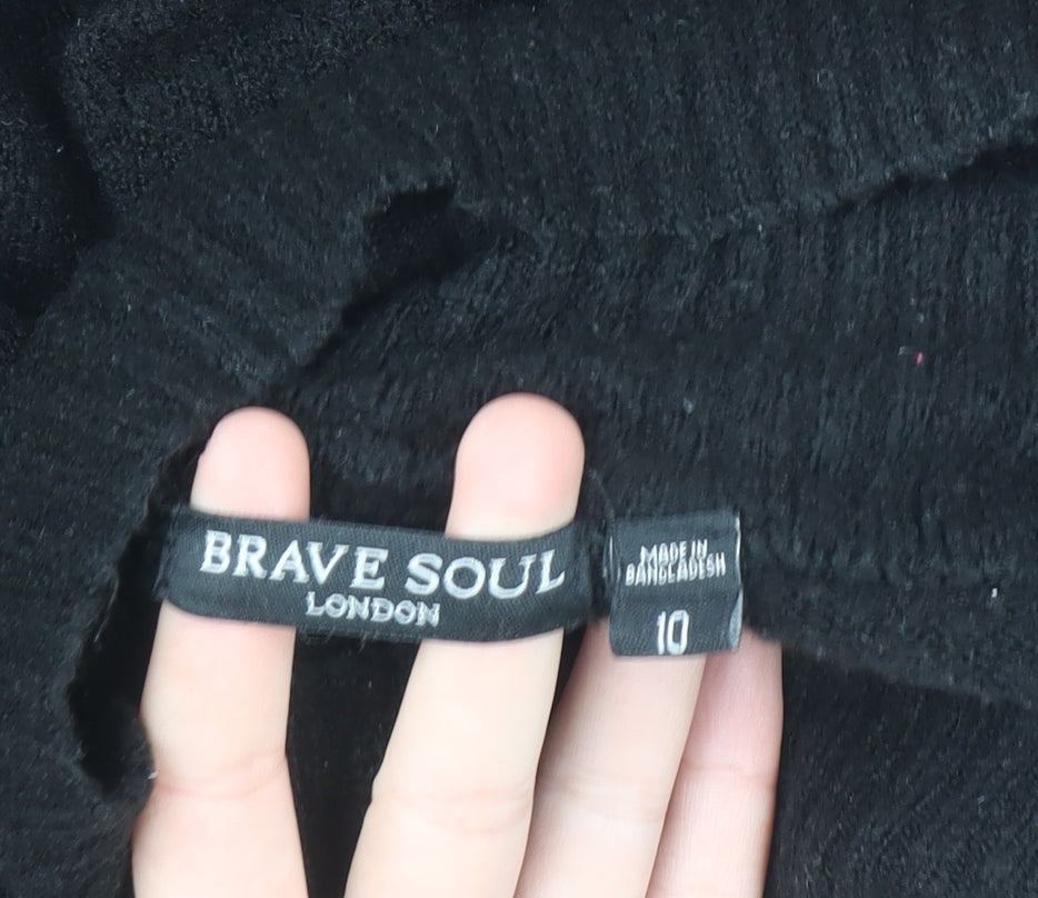 Brave Soul Women's Black Roll Neck Jumper Size 10