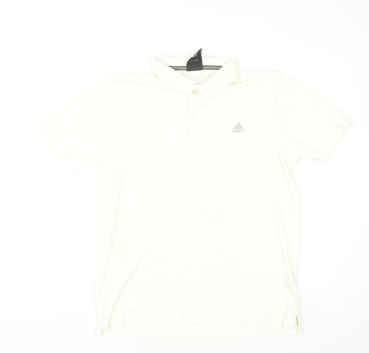 Adidas Men Ivory Clima365 Polo Shirt L Sports Casual Top